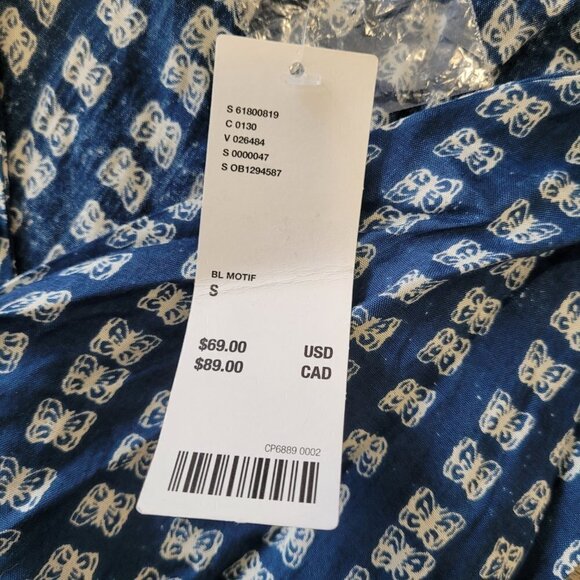 NWT URBAN OUTFITTERS | Silver Sun Navy Mini Wrap Dress Butterfly | Sz. S - Picture 7 of 11